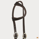 Hilason Western Horse Genuine Leather One Ear Headstall Bridle Engraved GS Concho Brown