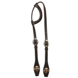 Hilason Western Horse Genuine Leather One Ear Headstall Bridle Engraved GS Concho Brown