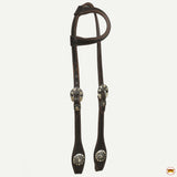 Hilason Western Horse Genuine Leather One Ear Headstall Bridle Engraved GS Concho Brown