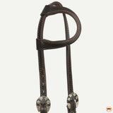 Hilason Western Horse Genuine Leather One Ear Headstall Bridle Engraved GS Concho Brown