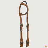 Hilason Western Horse Genuine Leather One Ear Headstall Bridle Engraved GS Concho Chestnut