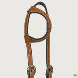 Hilason Western Horse Genuine Leather One Ear Headstall Bridle Engraved GS Concho Chestnut