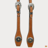 Hilason Western Horse Genuine Leather One Ear Headstall Bridle Engraved GS Concho Chestnut