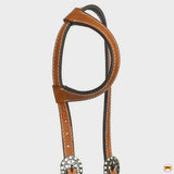 Hilason Western Horse Genuine Leather One Ear Headstall Bridle Engraved GS Concho Chestnut