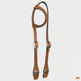 Hilason Western Horse Genuine Leather One Ear Headstall Bridle Engraved GS Concho Chestnut