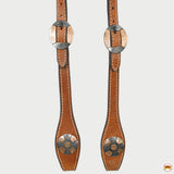 Hilason Western Horse Genuine Leather One Ear Headstall Bridle Engraved GS Concho Chestnut