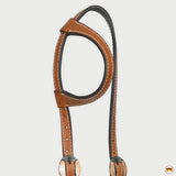 Hilason Western Horse Genuine Leather One Ear Headstall Bridle Engraved GS Concho Chestnut