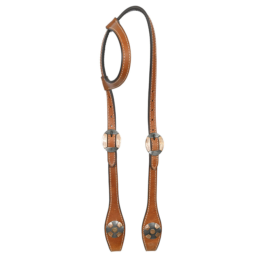 Hilason Western Horse Genuine Leather One Ear Headstall Bridle Engraved GS Concho Chestnut - Uhorse