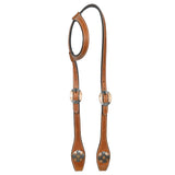 Hilason Western Horse Genuine Leather One Ear Headstall Bridle Engraved GS Concho Chestnut