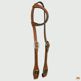 Hilason Western Horse Genuine Leather One Ear Headstall Bridle Engraved GS Concho Chestnut