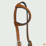 Hilason Western Horse Genuine Leather One Ear Headstall Bridle Engraved GS Concho Chestnut