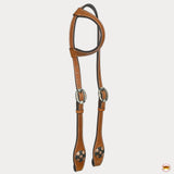 Hilason Western Horse Genuine Leather One Ear Headstall Bridle Engraved GS Concho Chestnut