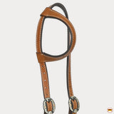 Hilason Western Horse Genuine Leather One Ear Headstall Bridle Engraved GS Concho Chestnut