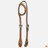 Hilason Western Horse Genuine Leather One Ear Headstall Bridle Engraved GS Concho Chestnut