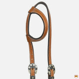 Hilason Western Horse Genuine Leather One Ear Headstall Bridle Engraved GS Concho Chestnut