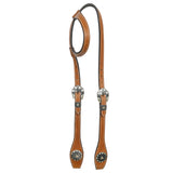 Hilason Western Horse Genuine Leather One Ear Headstall Bridle Engraved GS Concho Chestnut