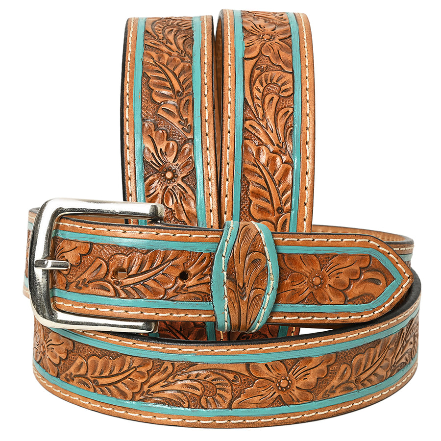 HILASON Western Genuine Leather Belt for Men Women Cowboy Cowgirl Handmade Unisex Full Grain Heavy Duty Floral - Uhorse