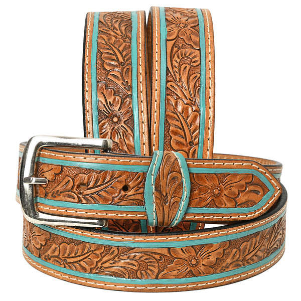 HILASON Western Genuine Leather Belt for Men Women Cowboy Cowgirl Handmade Unisex Full Grain Heavy Duty Floral - Uhorse
