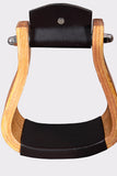 BAR H EQUINE Western Horse Oak Wood Genuine Leather Cover Bell Stirrup Tan