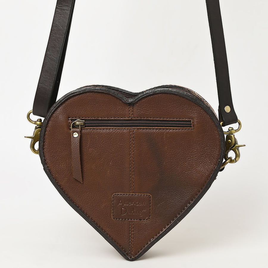 American Darling Hand Tooled Floral Carved Canteen Bag Vegetable-Tanned Genuine Leather Western Crossbody with YKK Zipper