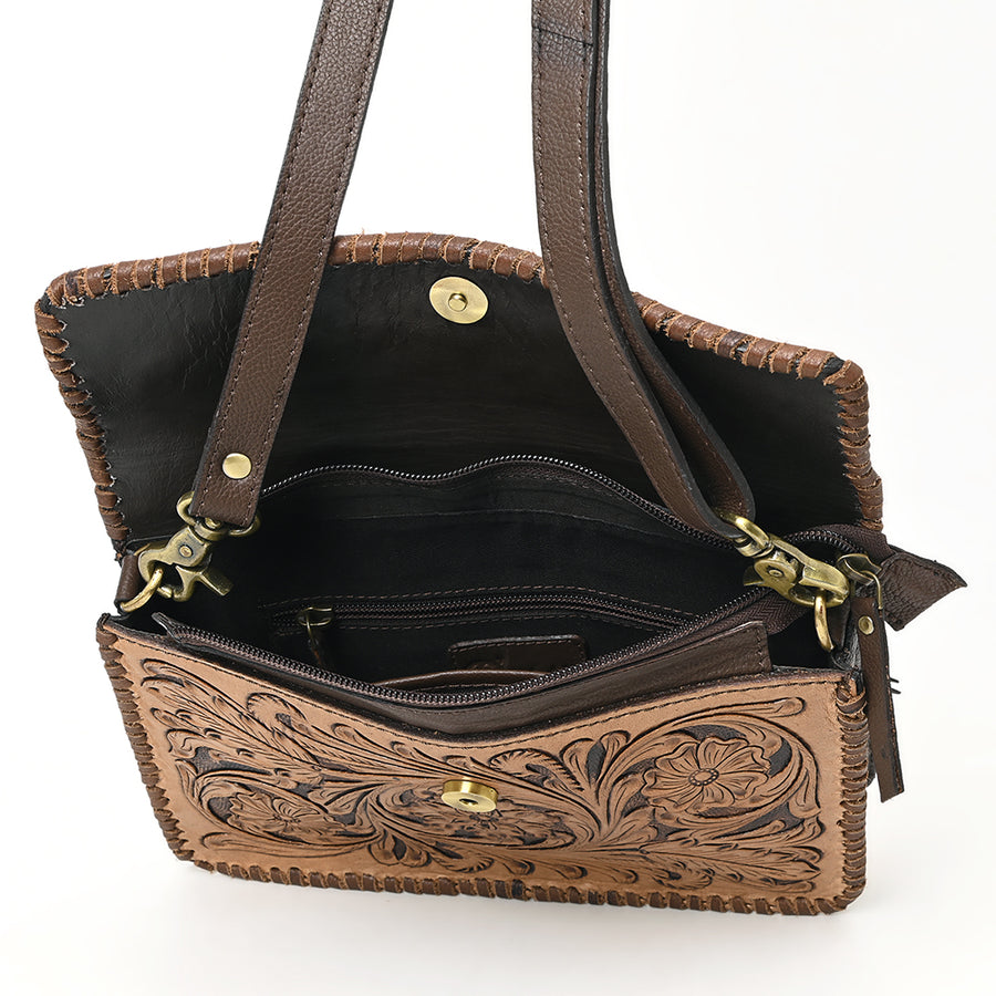 OHA119A Ohlay Western Genuine Leather Hand Tooled Women Crossbody Bags