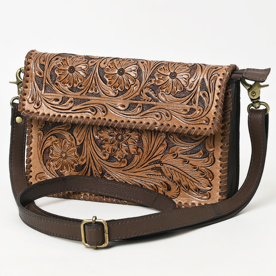 OHA119A Ohlay W. Genuine Leather Hand Tooled Women Crossbody Bags – by Hilason – Cowboy and equestrian accessories