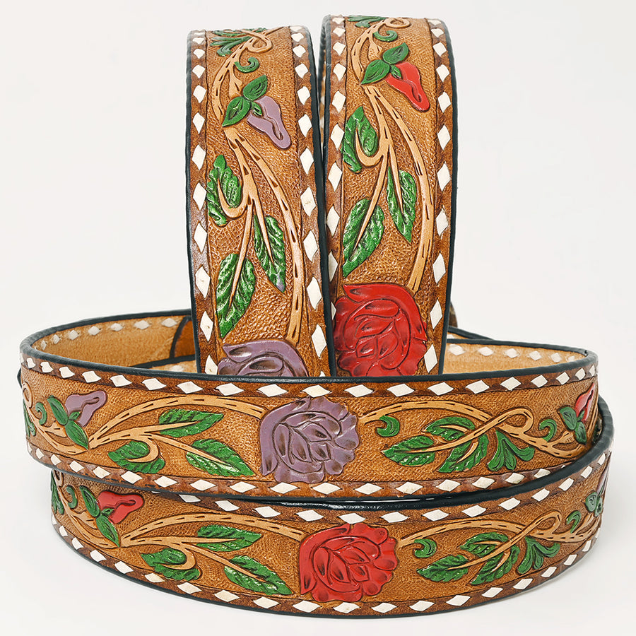 American Darling Beautifully Hand Tooled Brown Genuine Leather Apparel Belt Men and Women