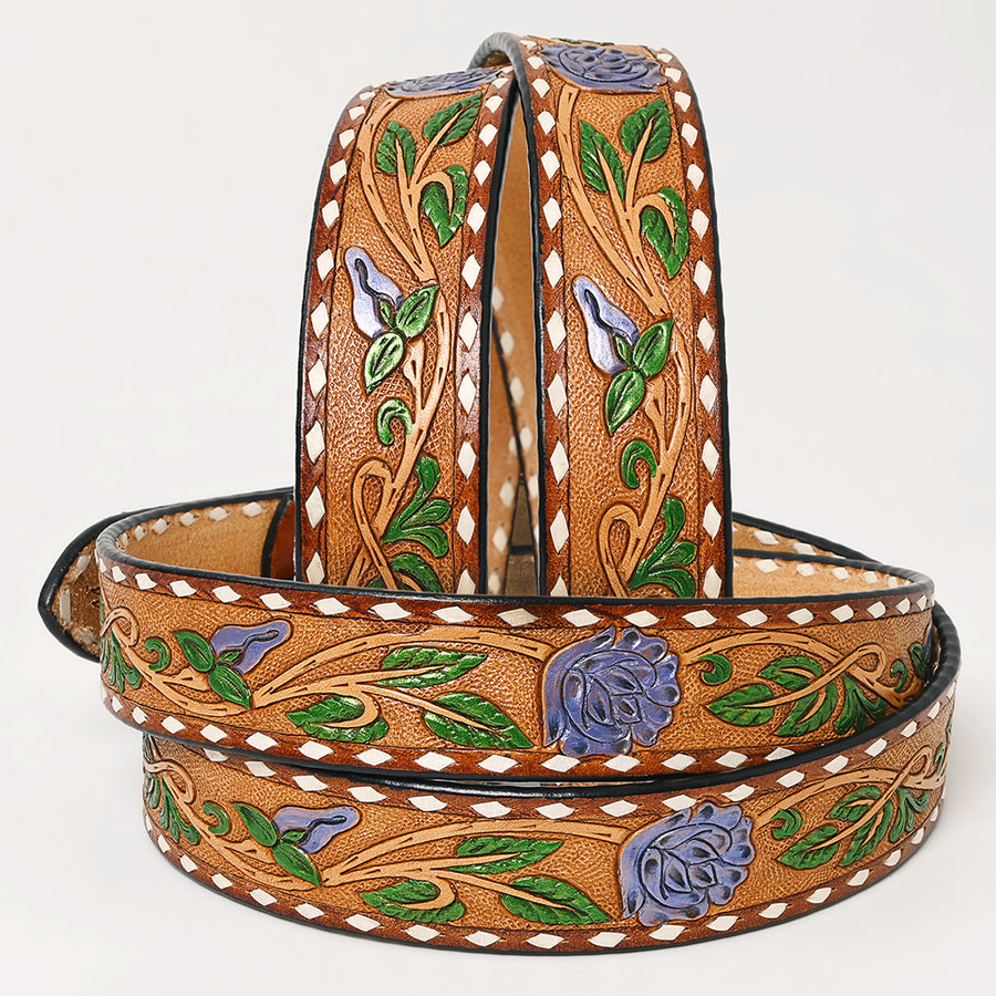 American Darling Beautifully Hand Tooled Brown Genuine Leather Apparel Belt Men and Women