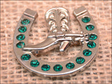 HILASON Western Screw Back Concho Emerald Horseshoe Boots Crystals Headstall Tack| Belt | Slotted Conchos