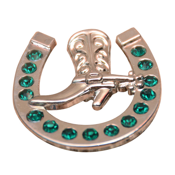 Western Screw Back Concho Emerald Horseshoe Boots Crystals Headstall Tack - Uhorse