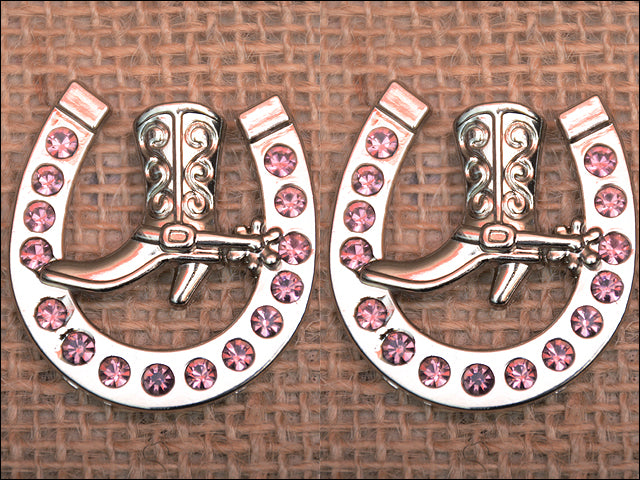 HILASON Western Screw Back Concho Amethyst Horseshoe Boots Crystals Light Color | Bridle Conchos Slotted