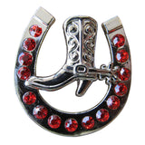 Set Of 8 Western Screw Back Concho Red Horseshoe Boots Crystals Hilason - Uhorse