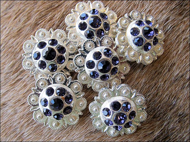 HILASON Western Screw Back Concho Purple Berry Crystals Cowgirl 1 Inch Iris Color | Bridle Conchos Slotted