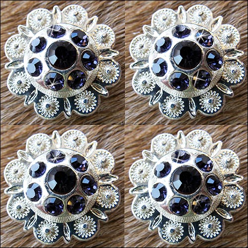 HILASON Western Screw Back Concho Purple Berry Crystals Cowgirl 1 Inch Iris Color | Bridle Conchos | Slotted Conchos