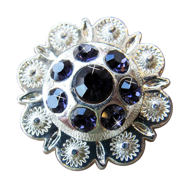 Western Screw Back Conchopurple Berry Crystals Headstall Cowgirl 1 In - Uhorse