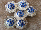 HILASON Western Screw Back Concho Sapphire Berry Crystals Cowgirl color | Bridle Conchos Slotted