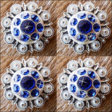 HILASON Western Screw Back Concho Sapphire Berry Crystals Cowgirl Sapphire color | Bridle Conchos | Slotted Conchos