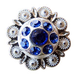 Set Of 2 Western Screw Back Concho Sapphire Berry Crystals Cowgirl 1In - Hilason