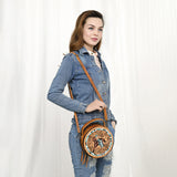 American Darling ADBG1457 Cross Body Hand Tooled Genuine Leather women bag western handbag purse