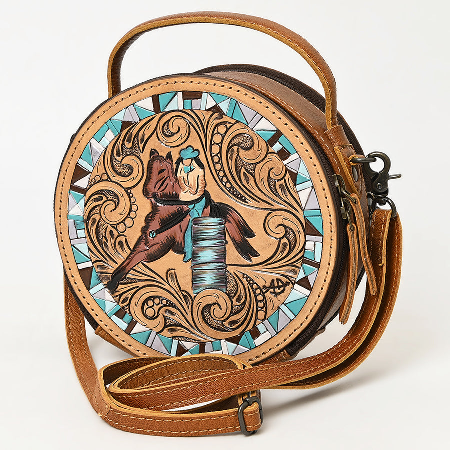 American Darling Tooled Leather Canteen Bag | Barrel Racing Western Purse - Uhorse