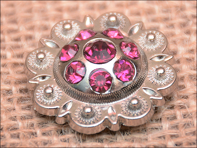 HILASON Western Screw Back Concho Fuchsia Berry Crystals Cowgirl Color | Bridle Conchos Slotted
