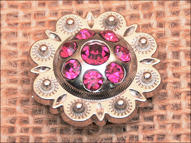 HILASON Western Screw Back Concho Fuchsia Berry Crystals Cowgirl Color | Bridle Conchos Slotted