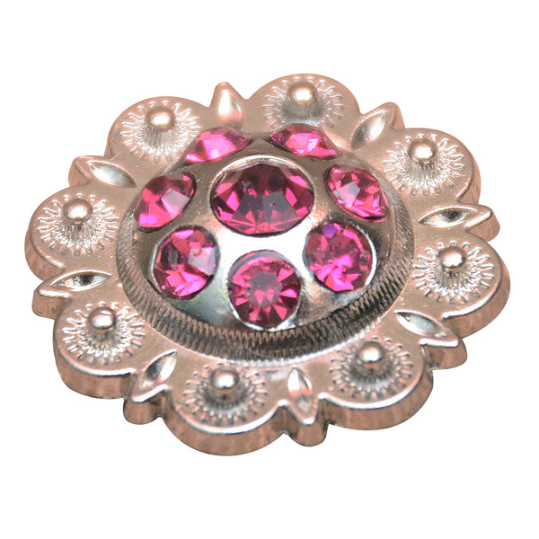 Western Screw Back Conchofuchsia Berry Crystals Headstall Cowgirl 1 In - Uhorse