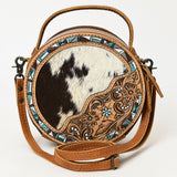 American Darling ADBG1458 Canteen Hand Tooled Hair On Genuine Leather women bag western handbag purse