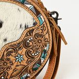 American Darling ADBG1458 Canteen Hand Tooled Hair On Genuine Leather women bag western handbag purse