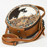 American Darling ADBG1458 Canteen Hand Tooled Hair On Genuine Leather women bag western handbag purse