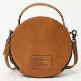 American Darling ADBG1458 Canteen Hand Tooled Hair On Genuine Leather women bag western handbag purse