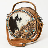 American Darling ADBG1458 Canteen Hand Tooled Hair On Genuine Leather women bag western handbag purse