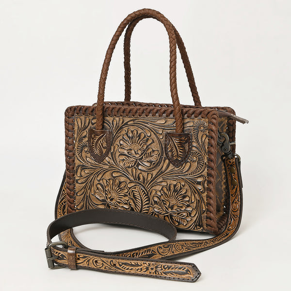 American Darling Western Leather Hand-Tooled Tote Bag with Floral Carving | Genuine Leather Carryall - Uhorse