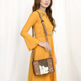 American Darling ADBG1460 Cross Body Hand Tooled Hair On Genuine Leather women bag western handbag purse
